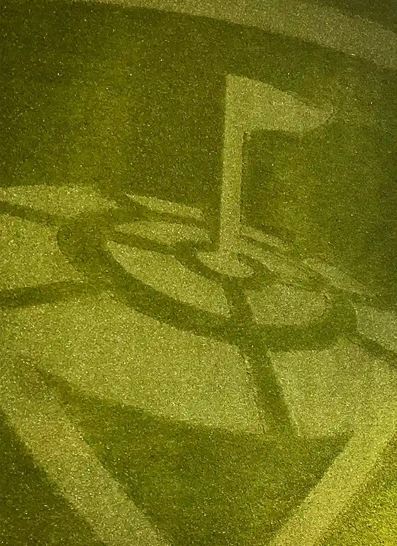 image of business logo embedded in tone on tone artificial grass